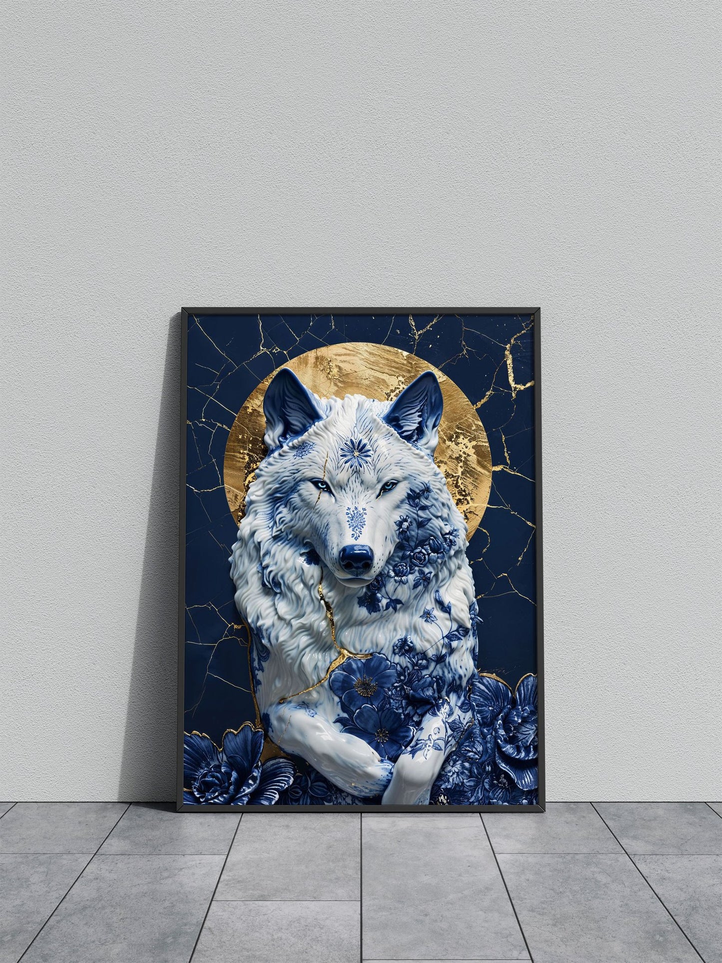 Porcelain Moonlit Majesty Asian Style Poster |  Wall Art for Home & Office | High-Quality Print - High-Quality Premium Wall Art Decor Sticker