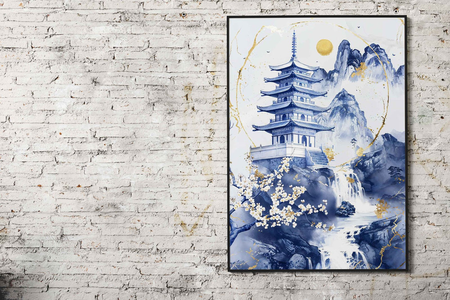 Porcelain Mountain Temple Asian Style Poster  | Wall Art for Home & Office | High-Quality Print