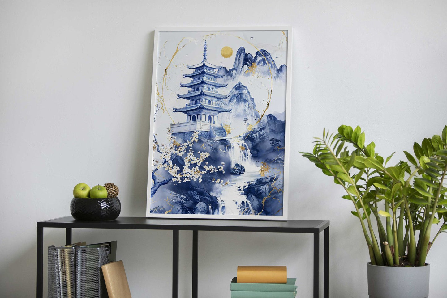 Porcelain Mountain Temple Asian Style Poster  | Wall Art for Home & Office | High-Quality Print