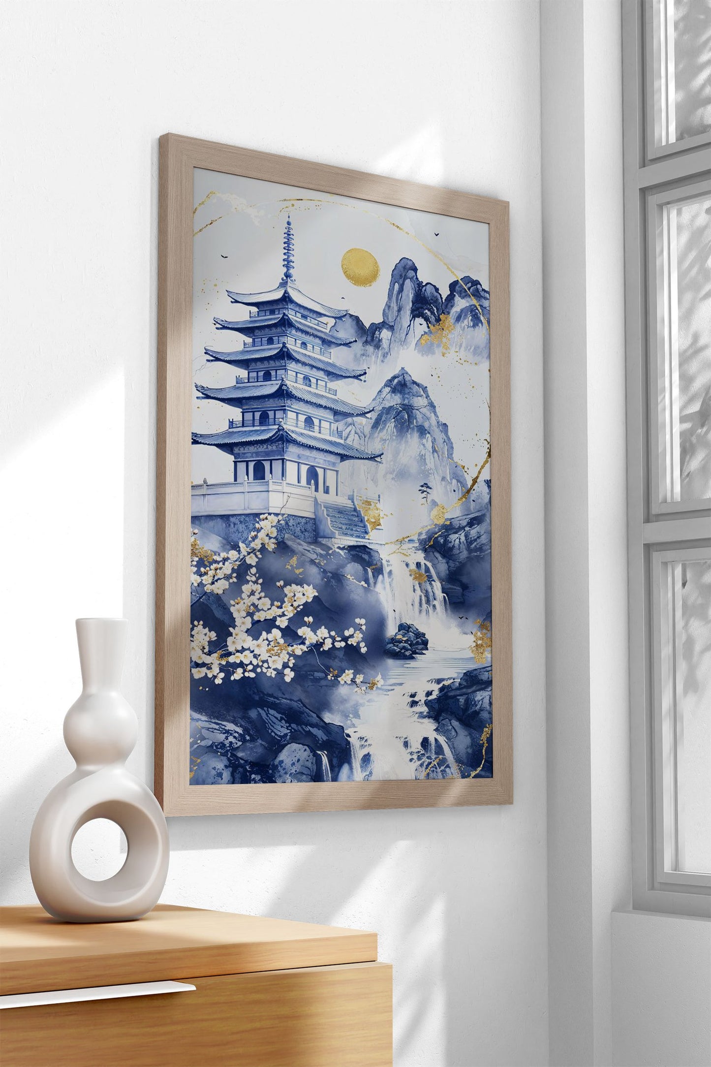 Porcelain Mountain Temple Asian Style Poster  | Wall Art for Home & Office | High-Quality Print