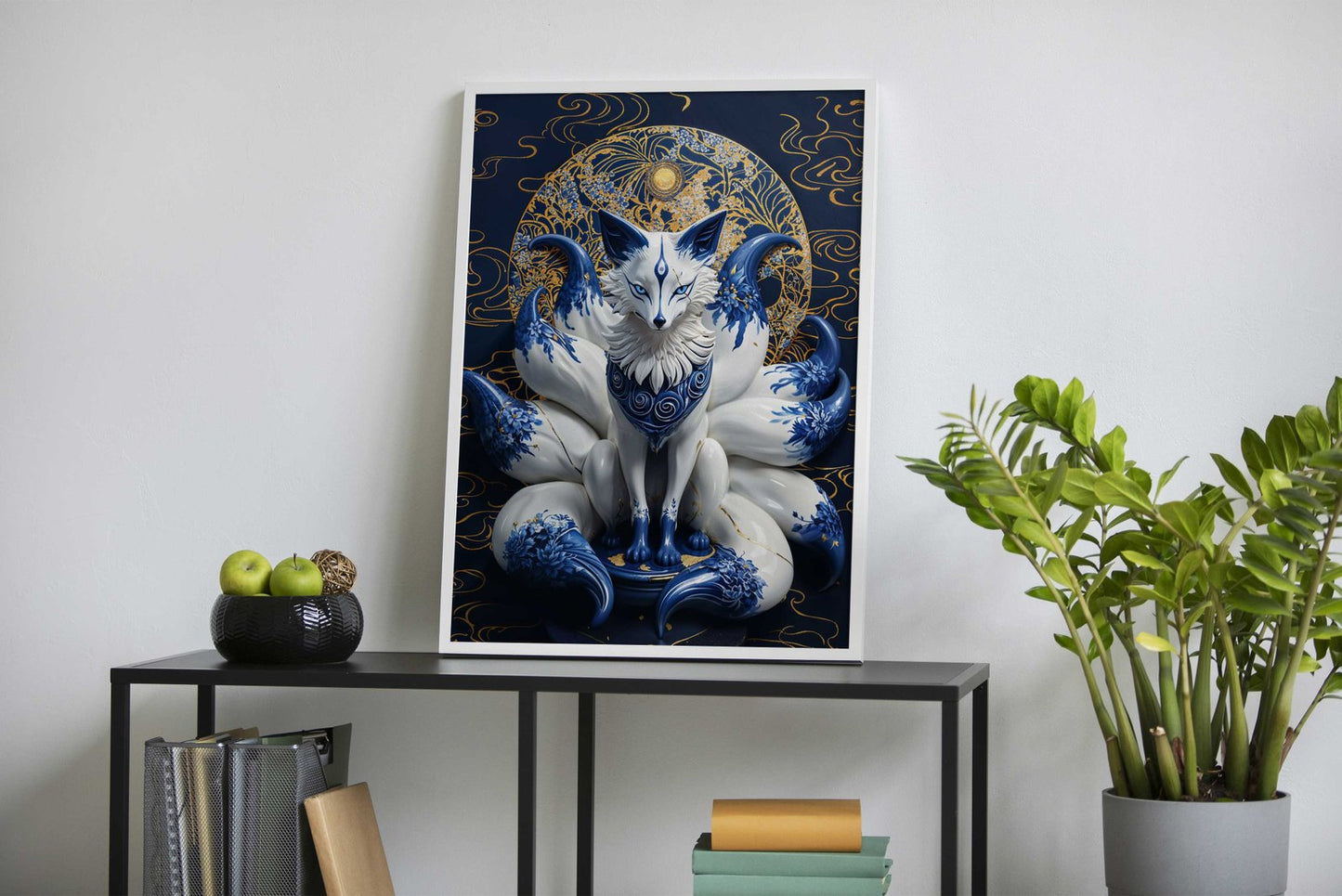 Porcelain Nine Tailed Fox Asian Style Poster |  Wall Art for Home & Office | High-Quality Print