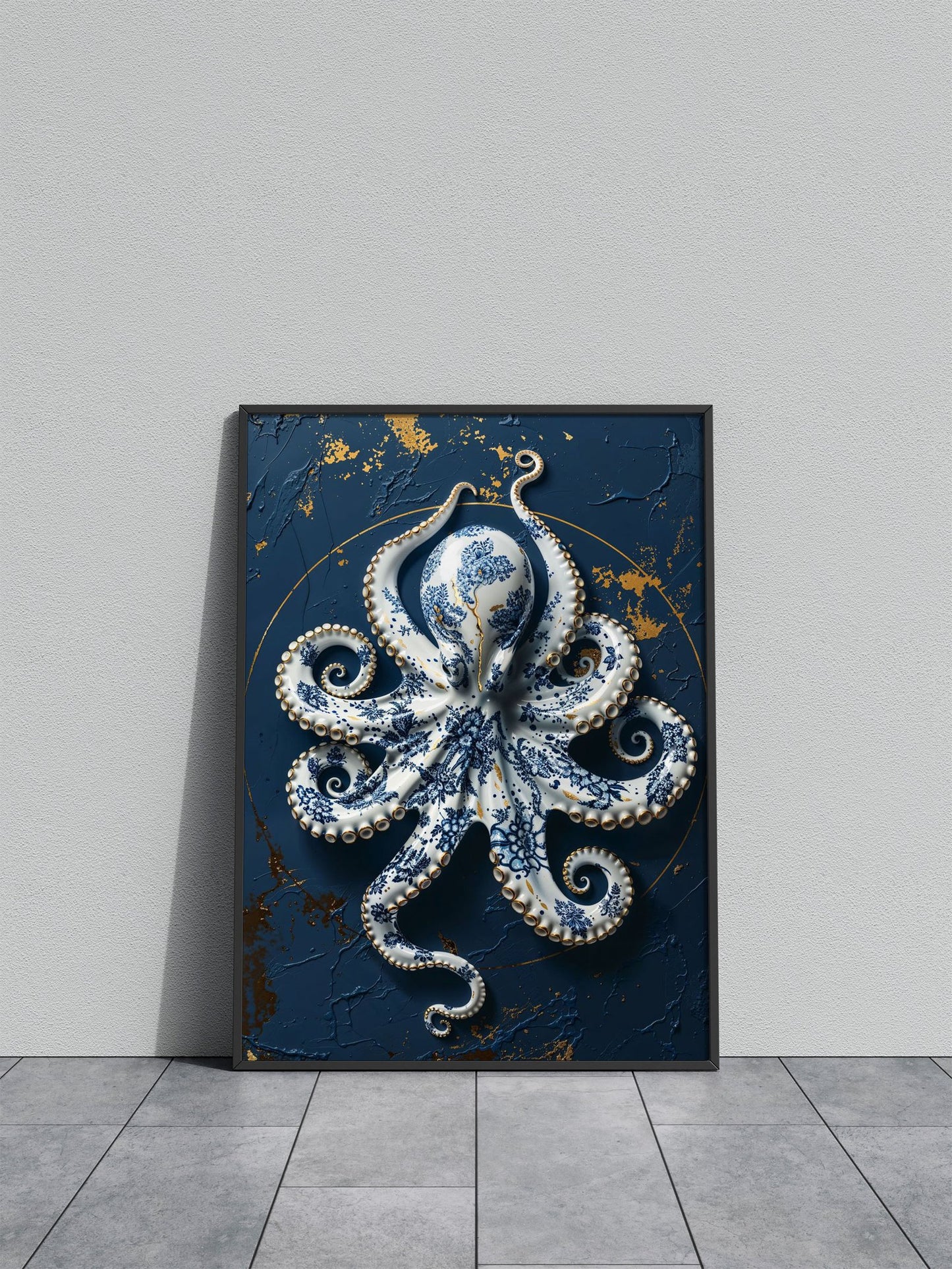 Porcelain Octopus Elegance Asian Style Poste r | Wall Art for Home & Office | High-Quality Print