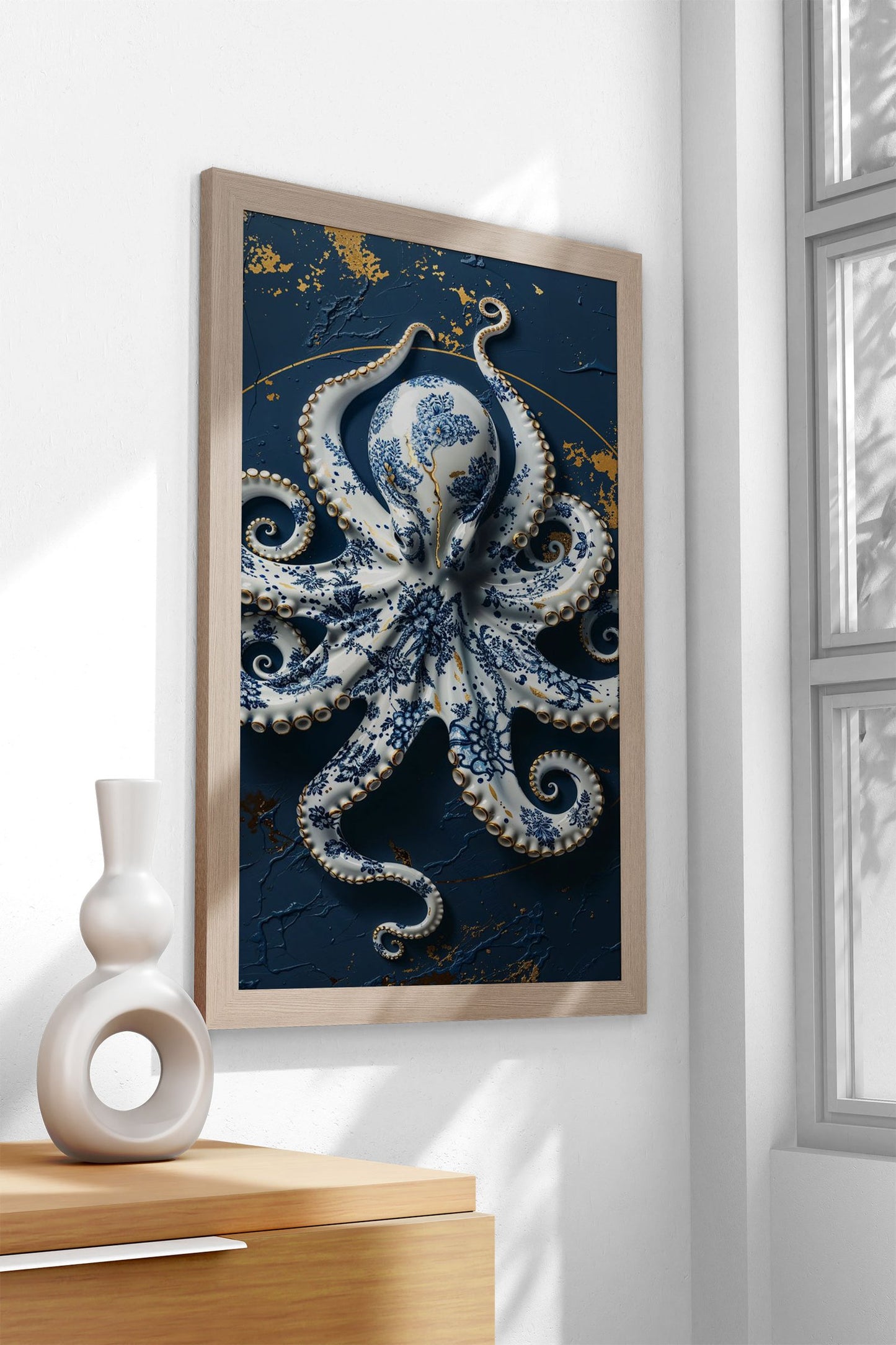 Porcelain Octopus Elegance Asian Style Poste r | Wall Art for Home & Office | High-Quality Print