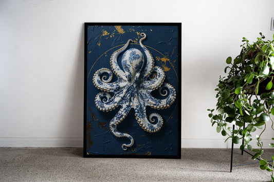Porcelain Octopus Elegance Asian Style Poste r | Wall Art for Home & Office | High-Quality Print