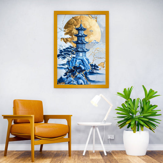 Porcelain Peak Palace Asian Style Poster | Wal l Art for Home & Office | High-Quality Print