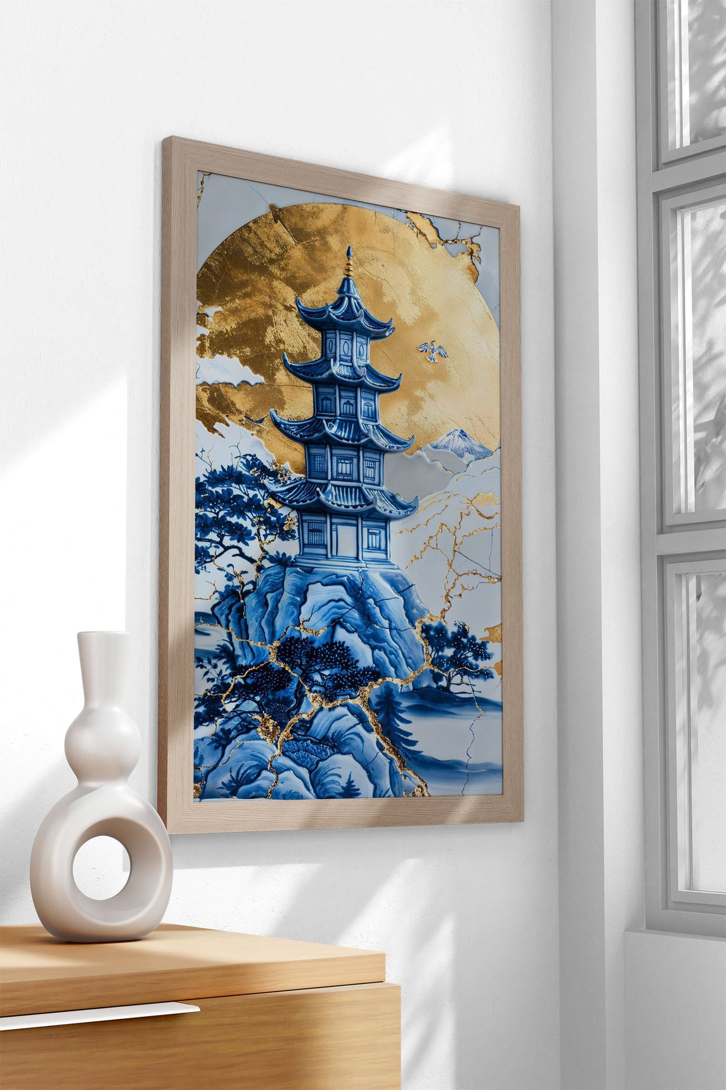 Porcelain Peak Palace Asian Style Poster | Wal l Art for Home & Office | High-Quality Print
