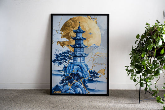 Porcelain Peak Palace Asian Style Poster | Wal l Art for Home & Office | High-Quality Print