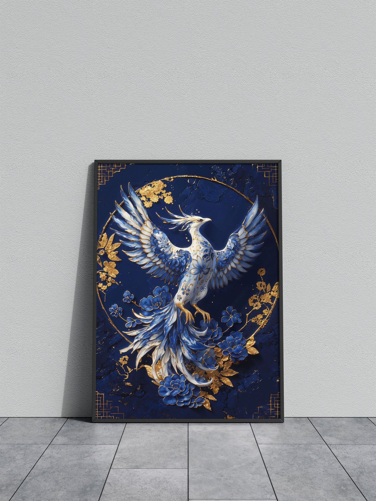 Porcelain Phoenix Reborn Asian Style Poster |  Wall Art for Home & Office | High-Quality Print