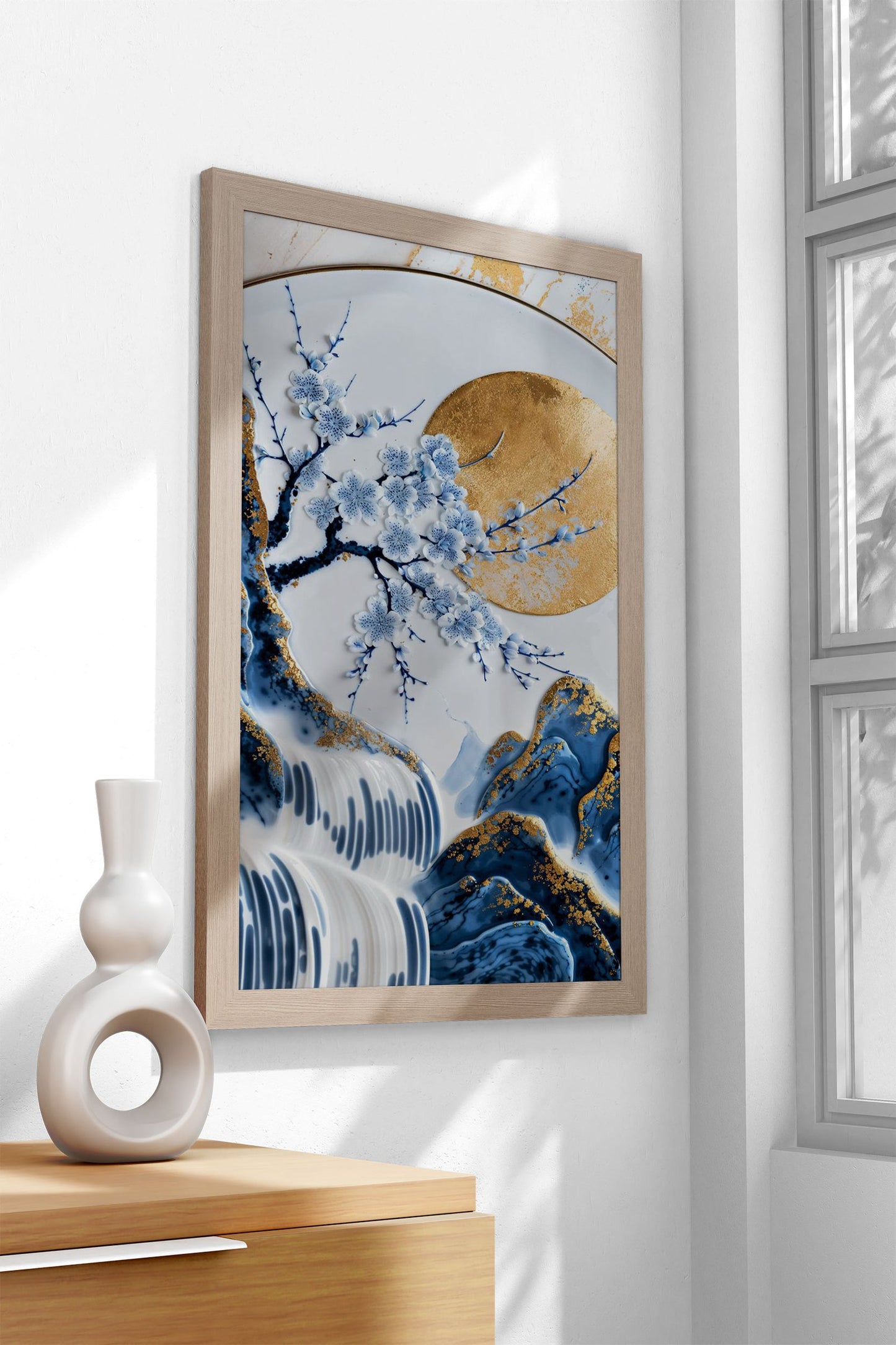 Porcelain Sakura Bloom Art Asian Style Poster  | Wall Art for Home & Office | High-Quality Print