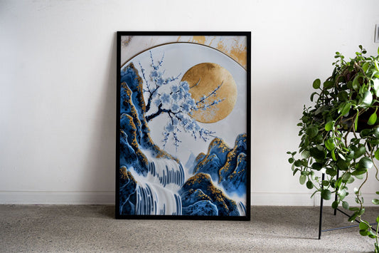 Porcelain Sakura Bloom Art Asian Style Poster  | Wall Art for Home & Office | High-Quality Print