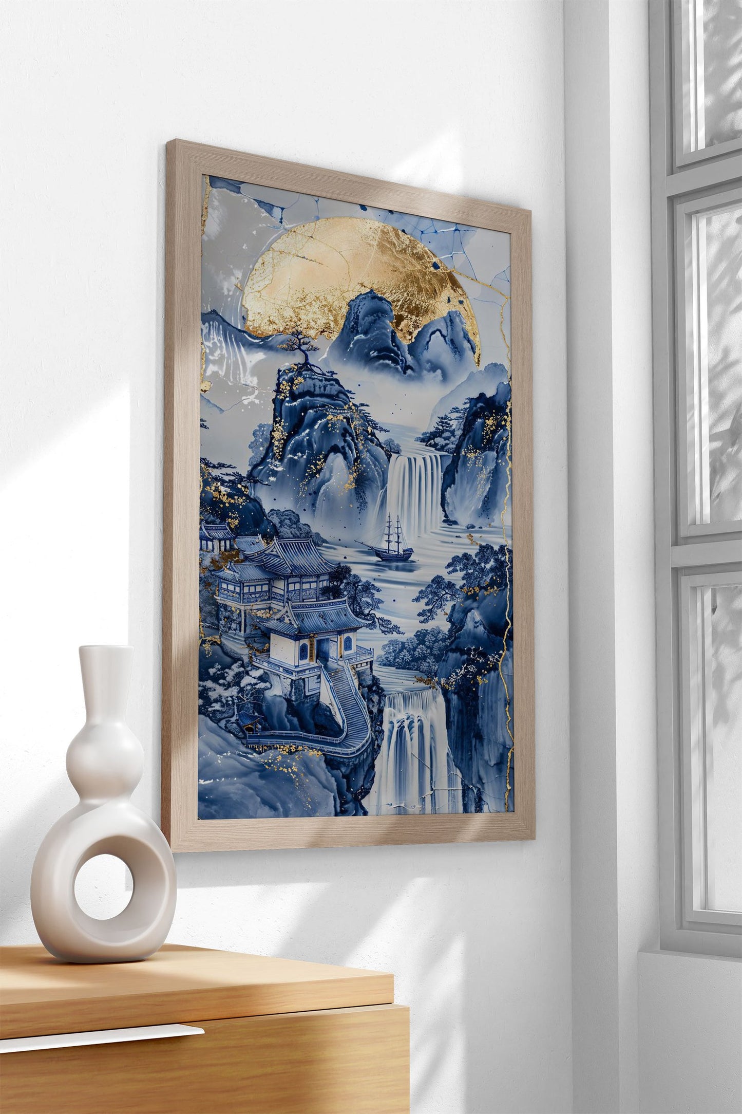 Porcelain Sunset Sanctuary Asian Style Poster  | Wall Art for Home & Office | High-Quality Print