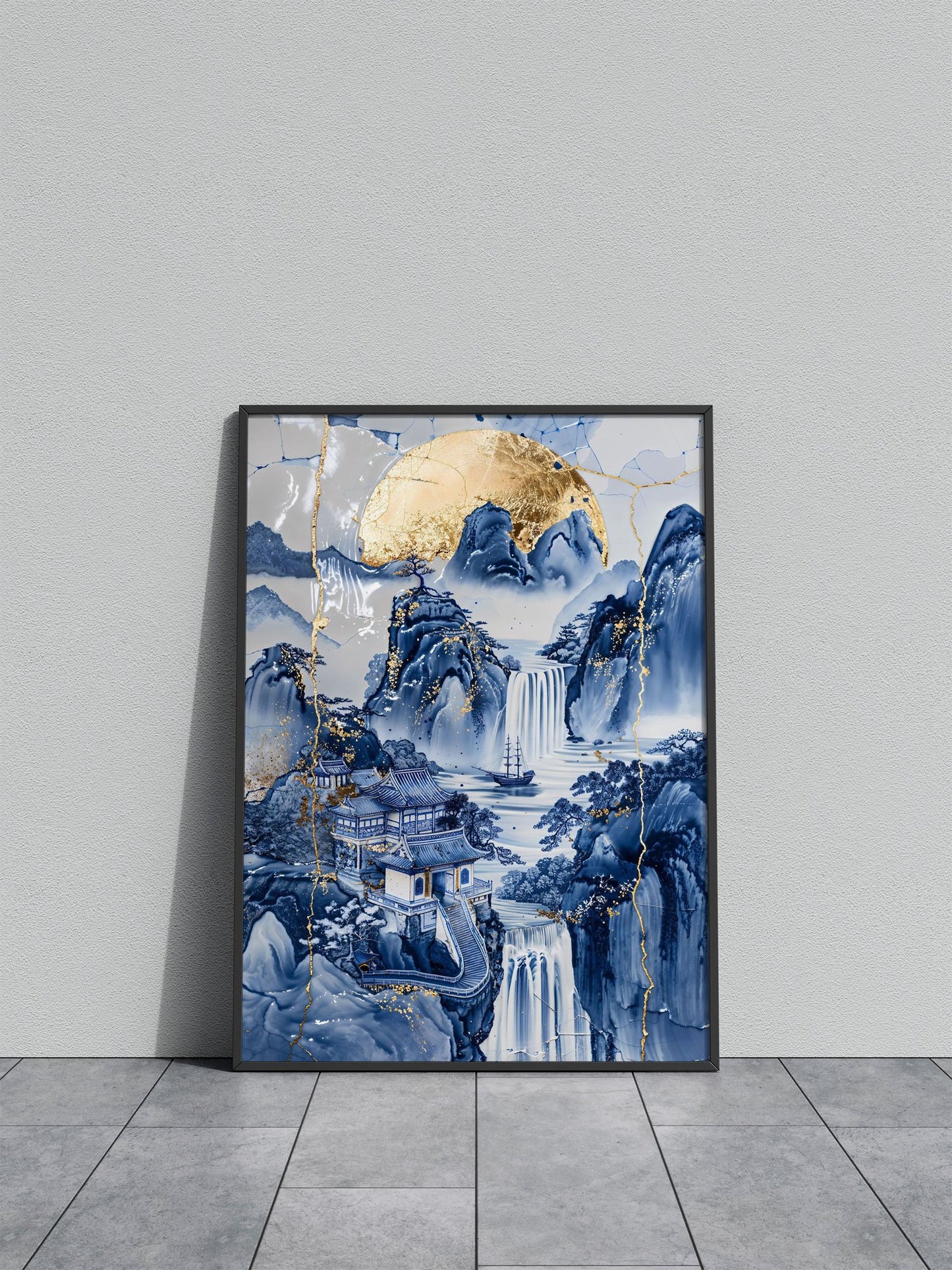 Porcelain Sunset Sanctuary Asian Style Poster  | Wall Art for Home & Office | High-Quality Print