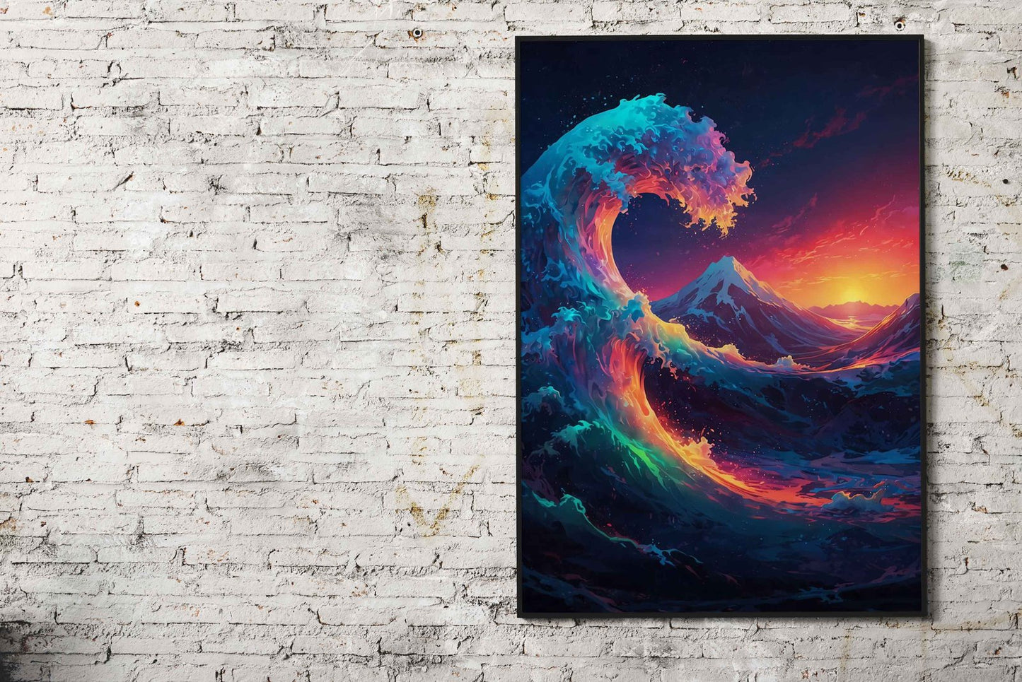 Prismatic Surf Big Wave Asian Style Poster | W all Art for Home & Office | High-Quality Print