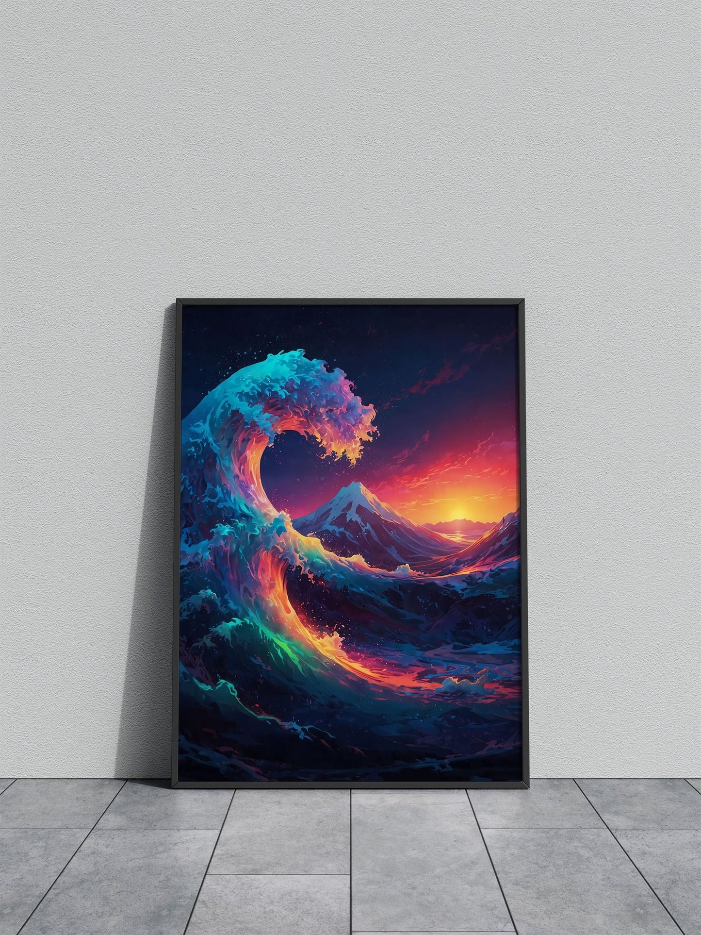 Prismatic Surf Big Wave Asian Style Poster | W all Art for Home & Office | High-Quality Print