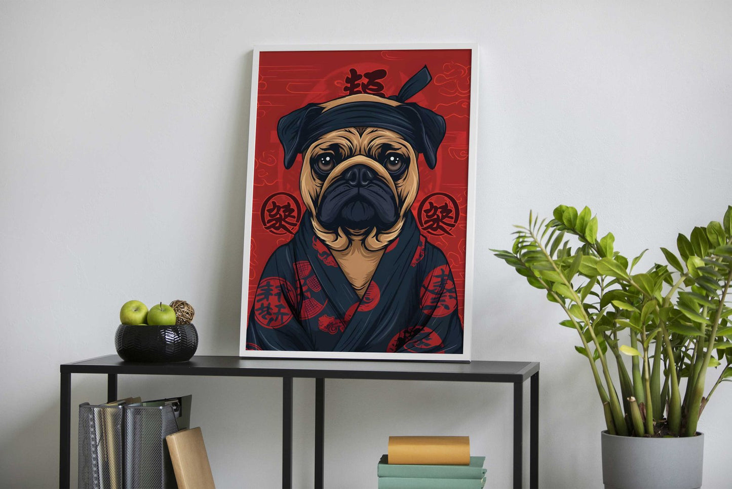Pug Dog Kimono Asian Style Poster | Wall Art f or Home & Office | High-Quality Print