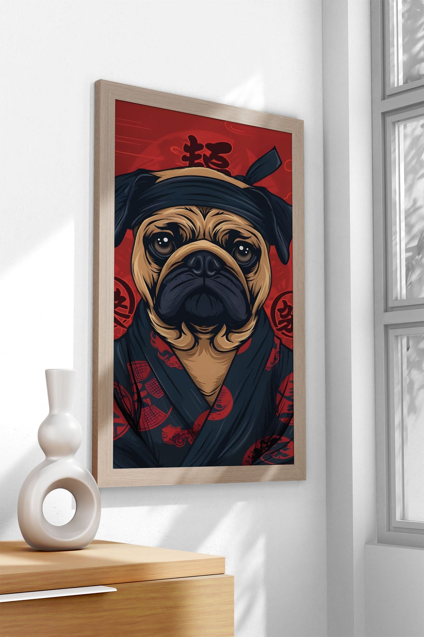 Pug Dog Kimono Asian Style Poster | Wall Art f or Home & Office | High-Quality Print