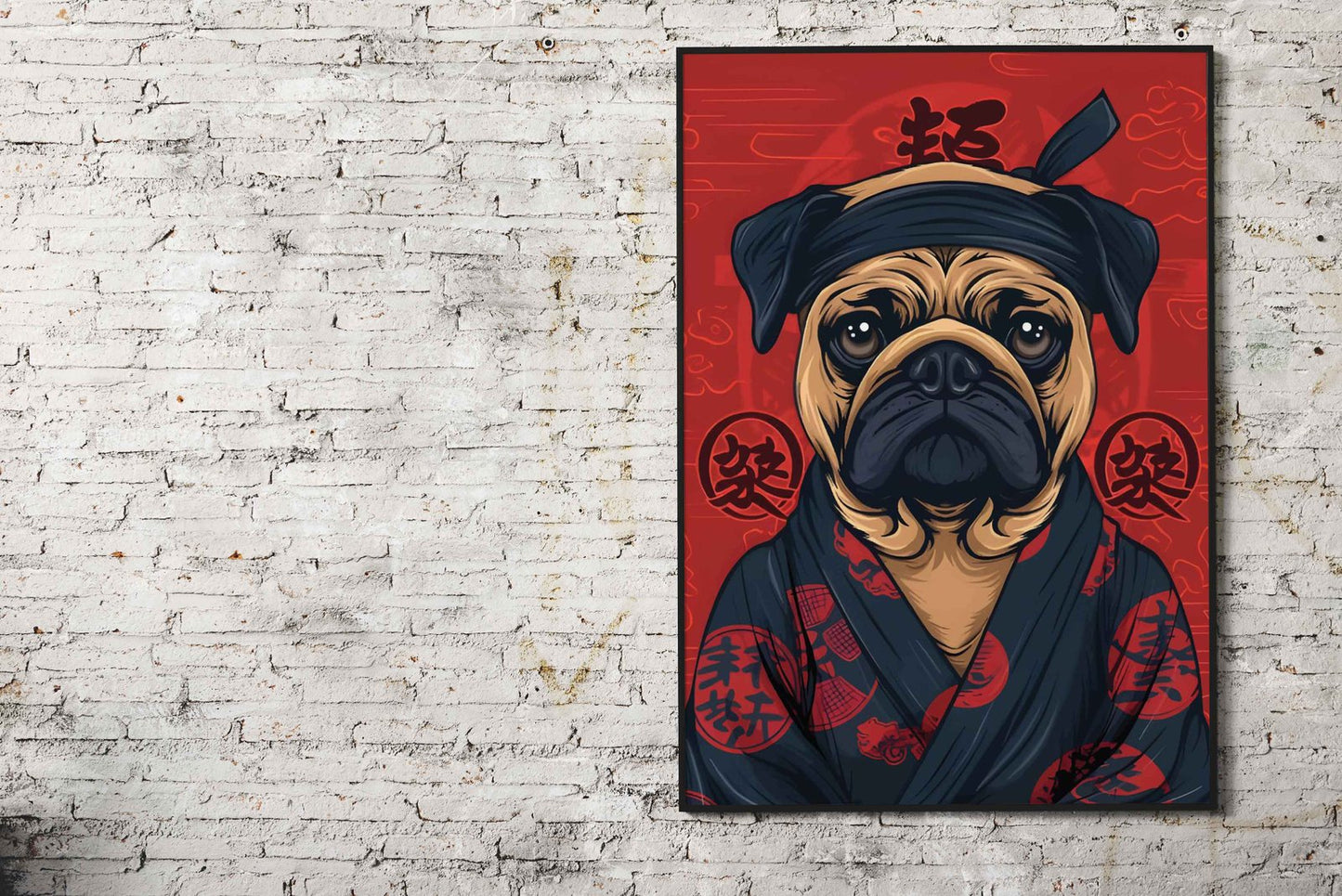 Pug Dog Kimono Asian Style Poster | Wall Art f or Home & Office | High-Quality Print