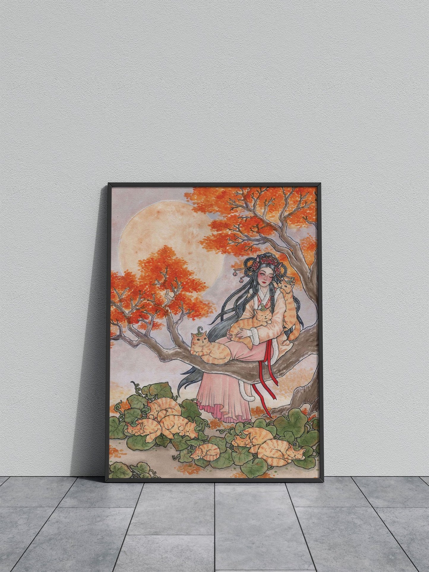 Pumpkin Patch Asian Style Poster | Wall Art fo r Home & Office | High-Quality Print