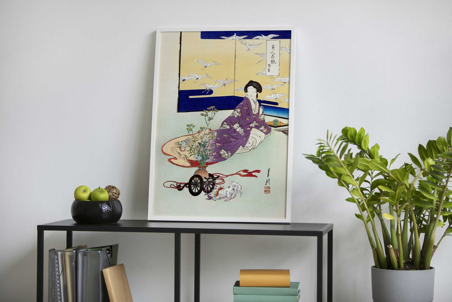 Puppy and The Plant Cart Asian Style Poster |  Wall Art for Home & Office | High-Quality Print