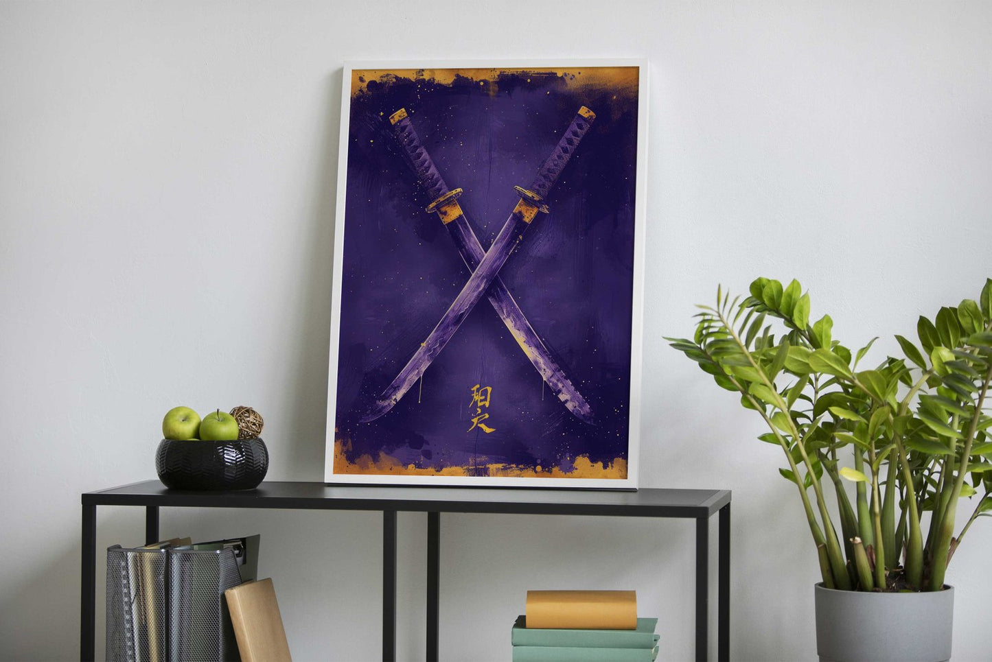 Purple And Gold Katanas Asian Style Poster |  Wall Art for Home & Office | High-Quality Print