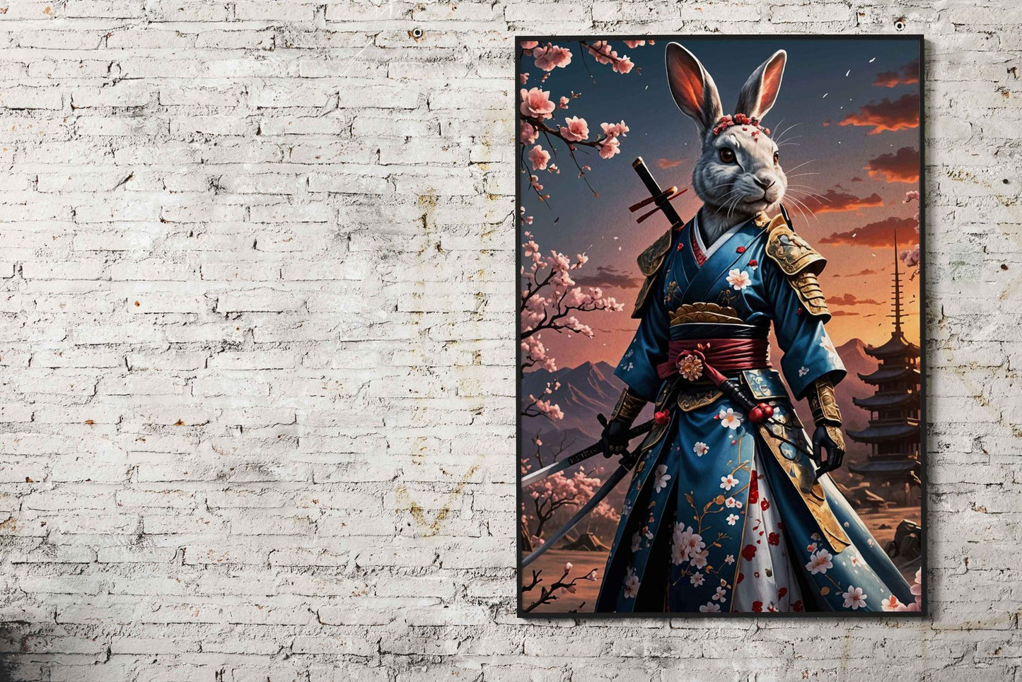 Rabbit Samurai Geisha Asian Style Poster | Wa ll Art for Home & Office | High-Quality Print