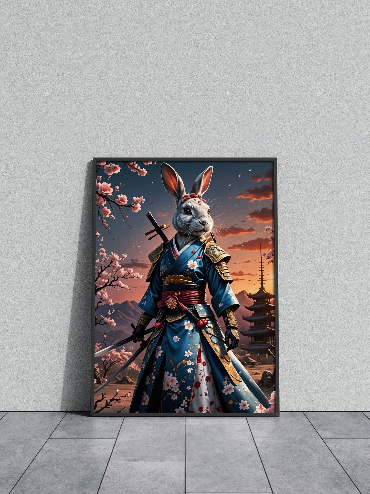 Rabbit Samurai Geisha Asian Style Poster | Wa ll Art for Home & Office | High-Quality Print