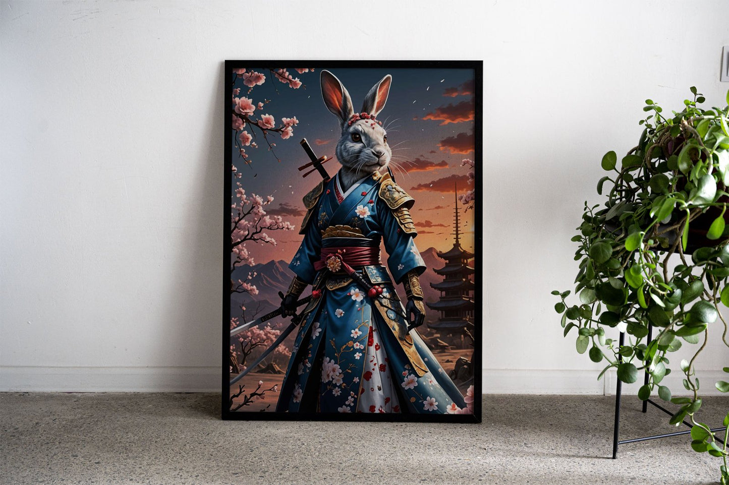 Rabbit Samurai Geisha Asian Style Poster | Wa ll Art for Home & Office | High-Quality Print