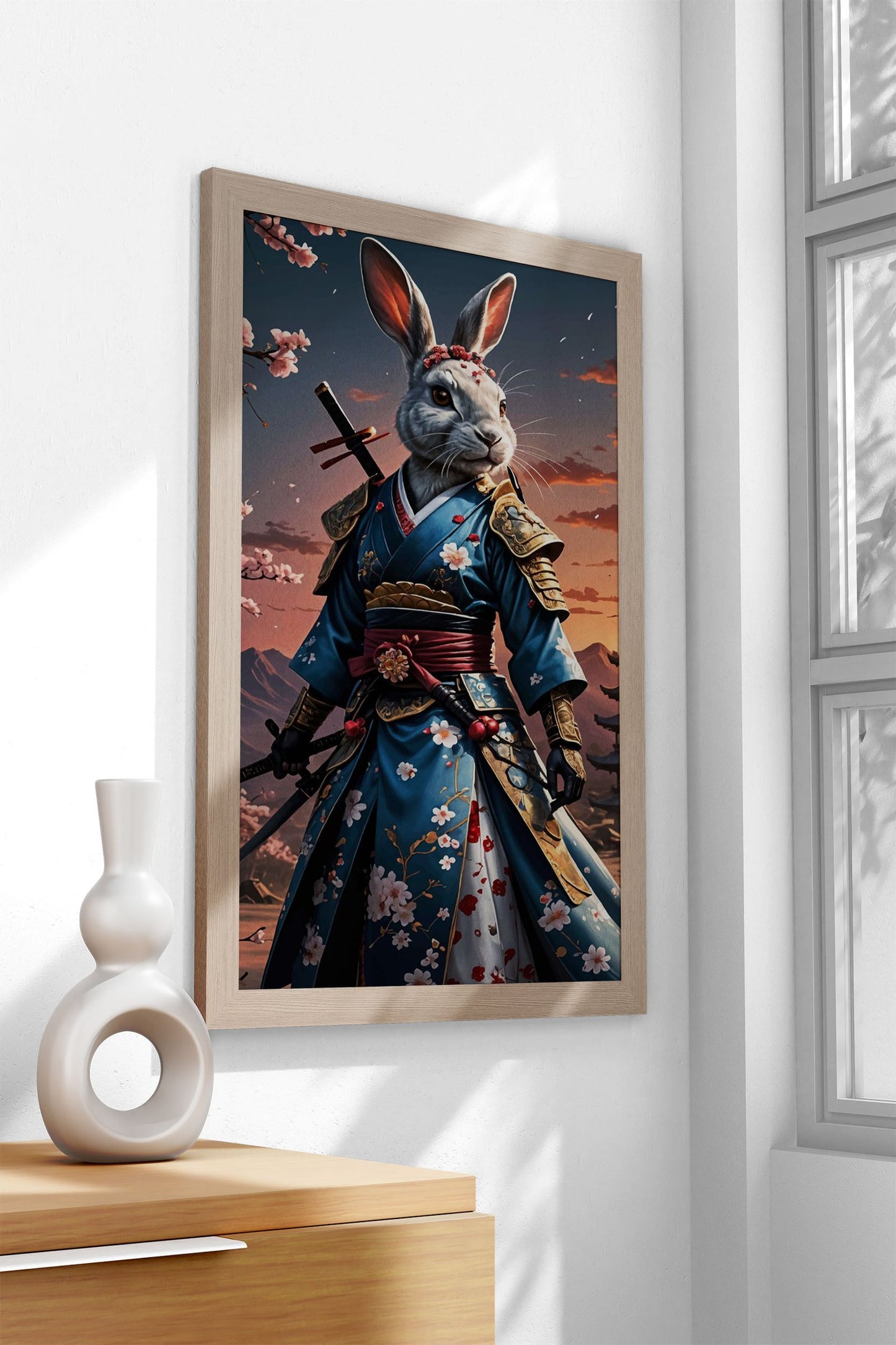 Rabbit Samurai Geisha Asian Style Poster | Wa ll Art for Home & Office | High-Quality Print