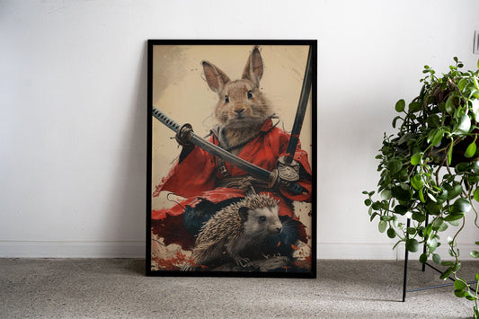 Rabbit Samurai Asian Style Poster | Wall Art fo r Home & Office | High-Quality Print