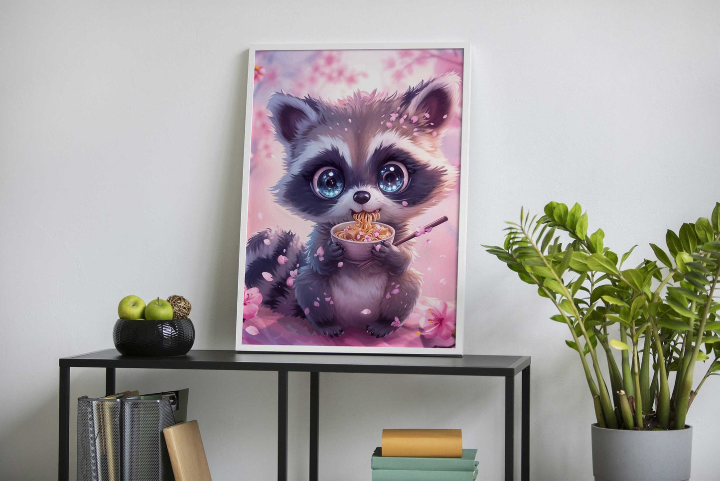 Raccoon Cherry Blossom Asian Style Poster |  Wall Art for Home & Office | High-Quality Print