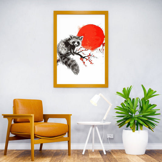 Raccoon Japanese Art Asian Style Poster | Wa ll Art for Home & Office | High-Quality Print