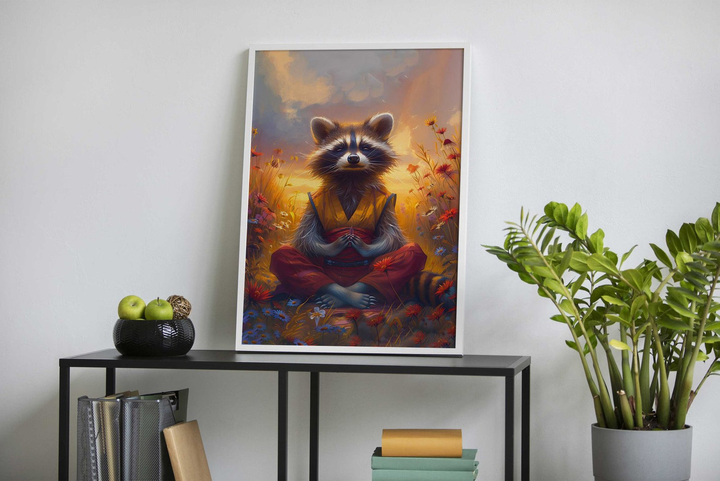 Raccoon Monk Meditate Asian Style Poster | W all Art for Home & Office | High-Quality Print