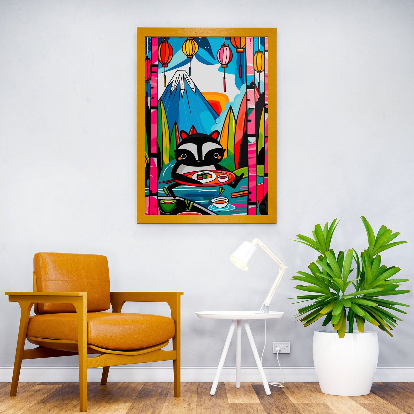Raccoon Sushi Dream Feast Asian Style Poste r | Wall Art for Home & Office | High-Quality Print