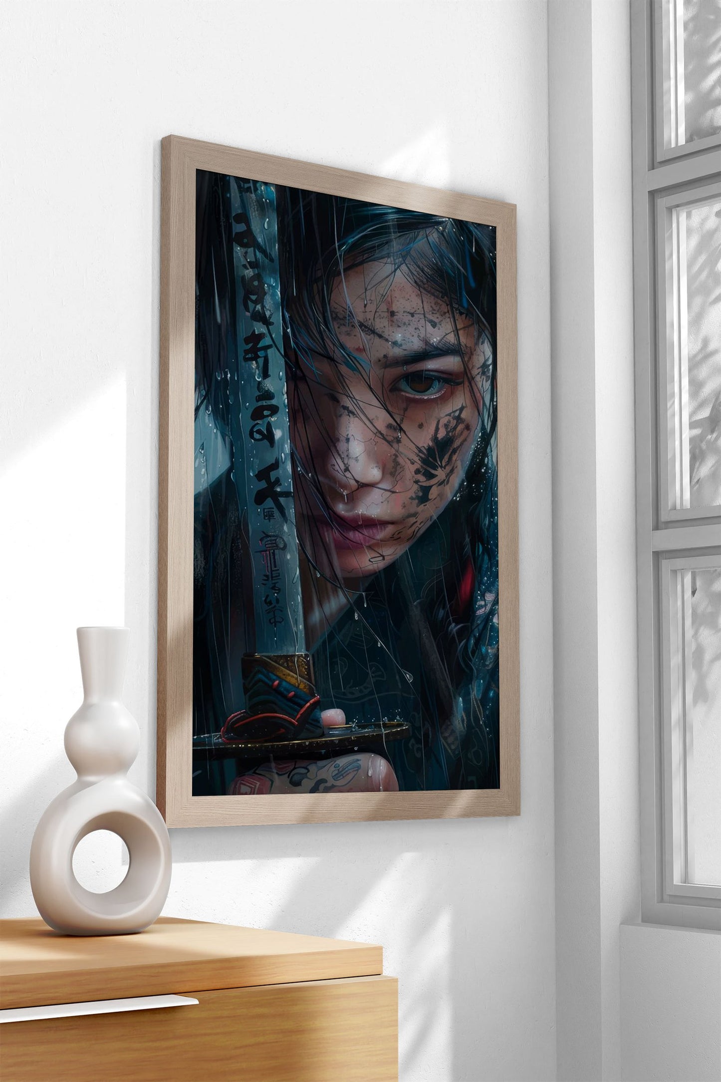 Rain Soaked Samurai Asian Style Poster | Wall  Art for Home & Office | High-Quality Print