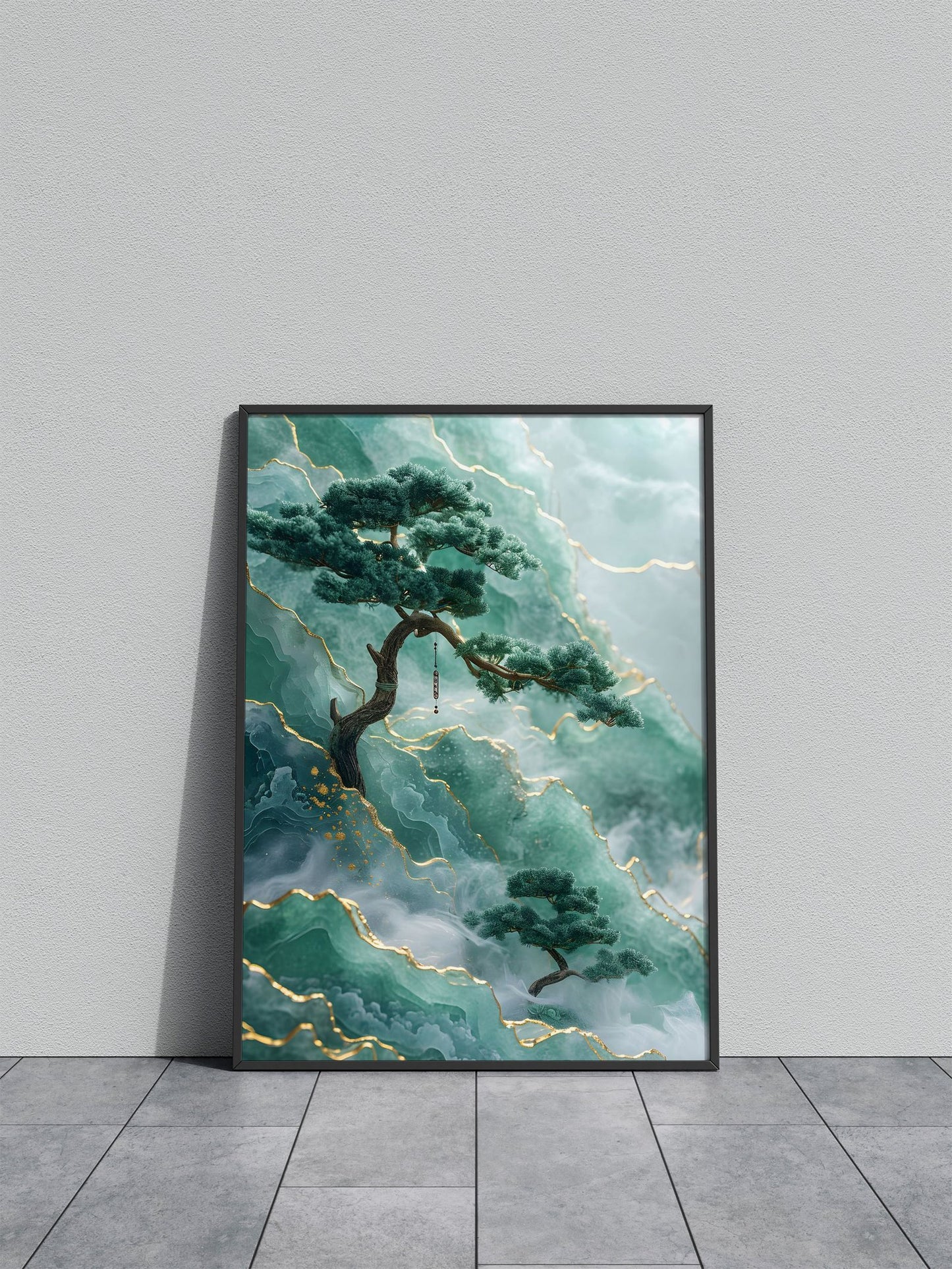 Rainy Bonsai Tree Asian Style Poster | Wall Art  for Home & Office | High-Quality Print