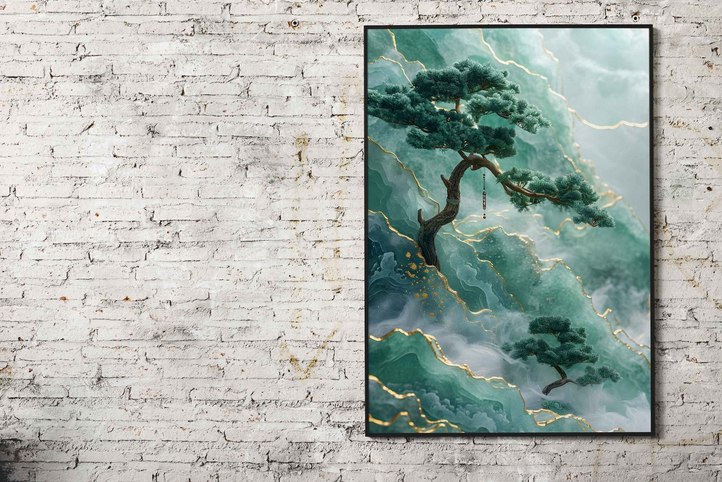 Rainy Bonsai Tree Asian Style Poster | Wall Art  for Home & Office | High-Quality Print