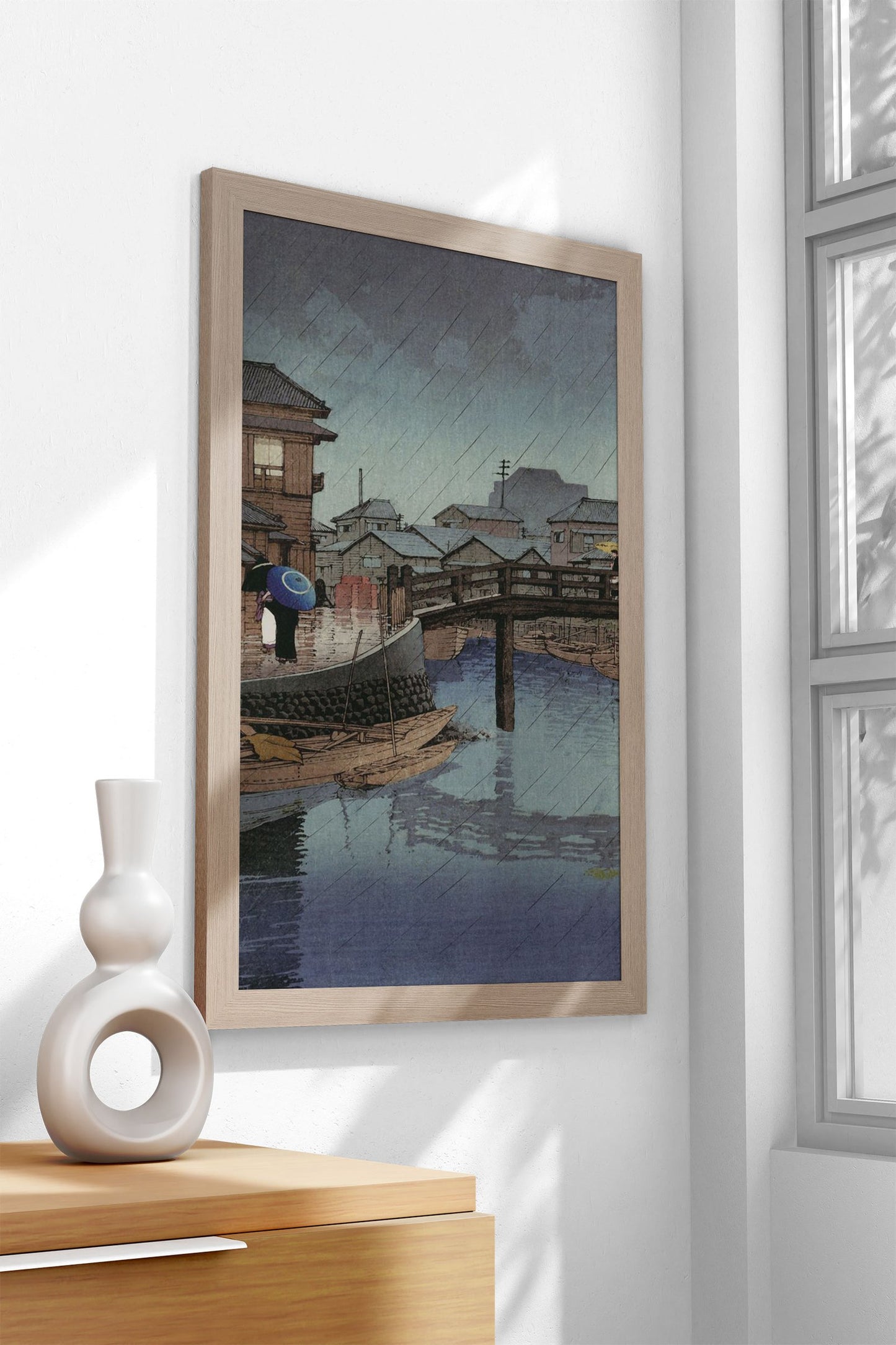 Rainy Day in Shinagawa Asian Style Poster | W all Art for Home & Office | High-Quality Print