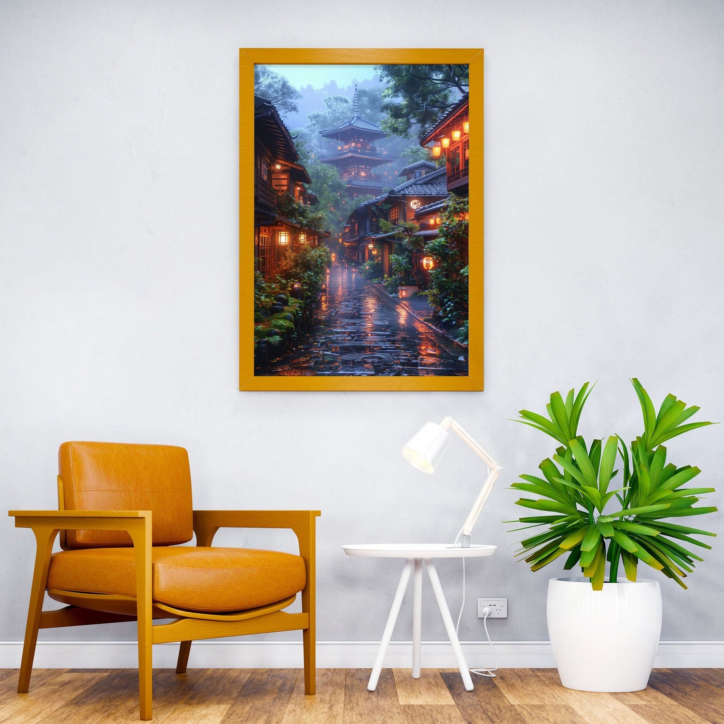 Rainy Japanese Street Asian Style Poster | Wa ll Art for Home & Office | High-Quality Print