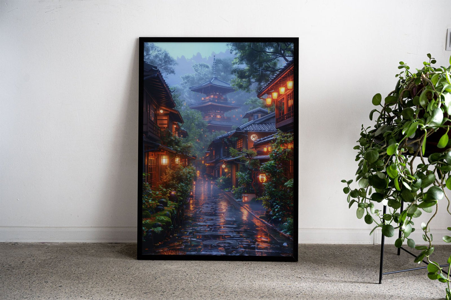 Rainy Japanese Street Asian Style Poster | Wa ll Art for Home & Office | High-Quality Print