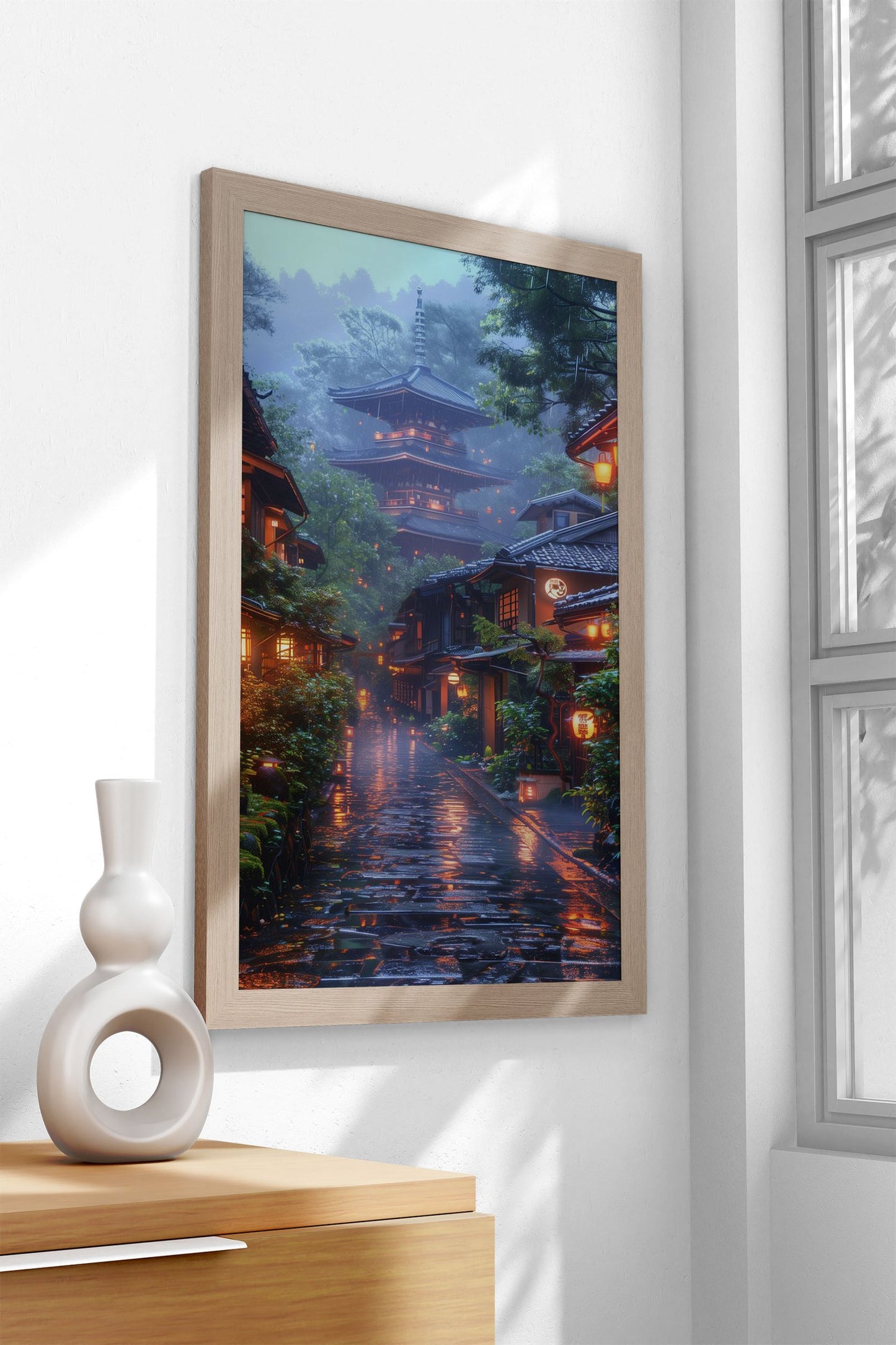 Rainy Japanese Street Asian Style Poster | Wa ll Art for Home & Office | High-Quality Print