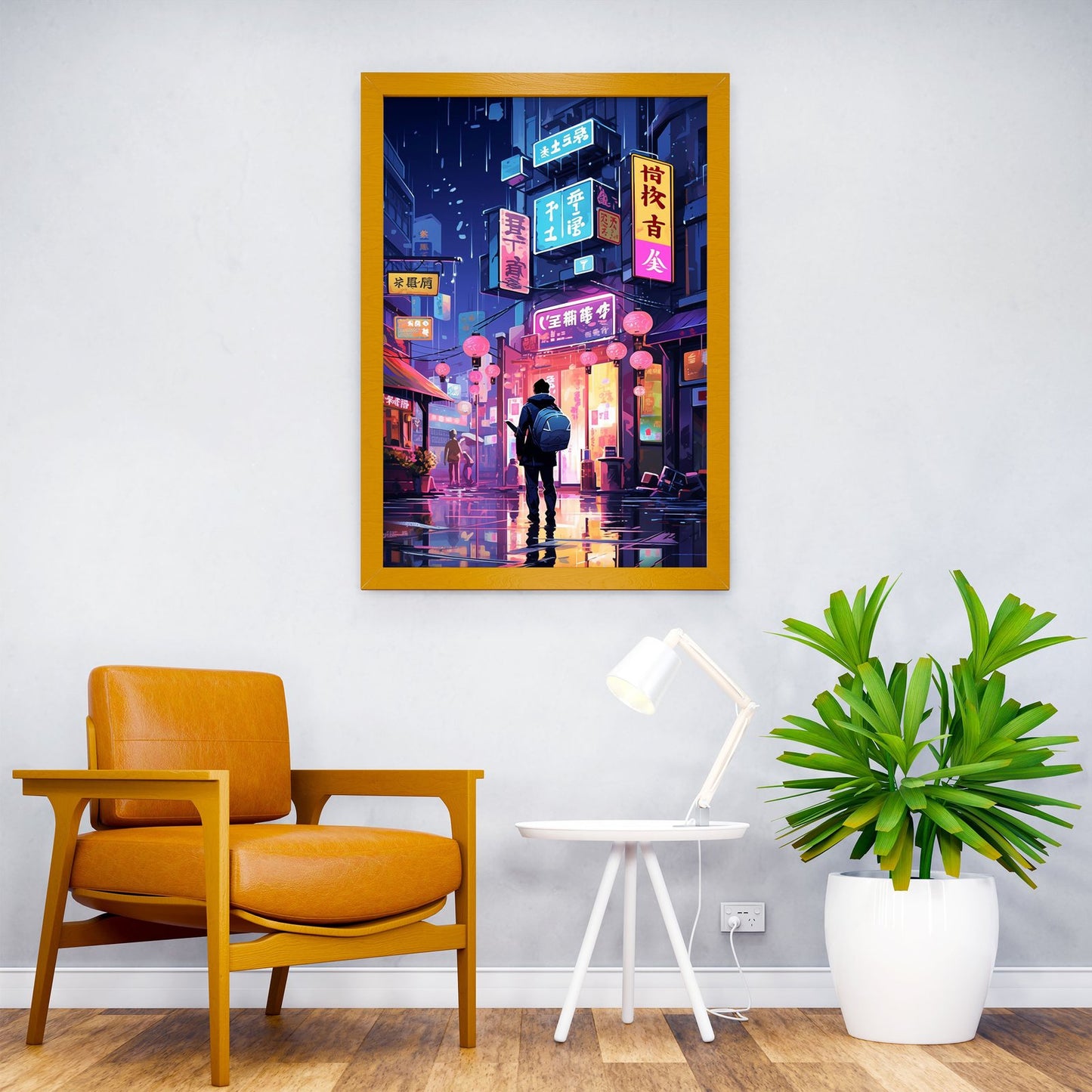 Rainy Night in Tokyo Alley Asian Style Poster |  Wall Art for Home & Office | High-Quality Print