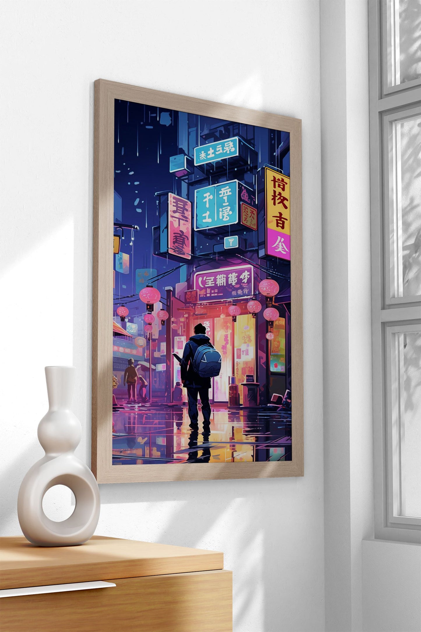 Rainy Night in Tokyo Alley Asian Style Poster |  Wall Art for Home & Office | High-Quality Print