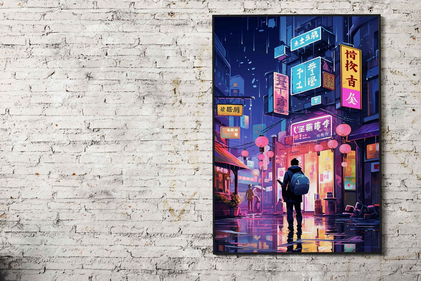 Rainy Night in Tokyo Alley Asian Style Poster |  Wall Art for Home & Office | High-Quality Print