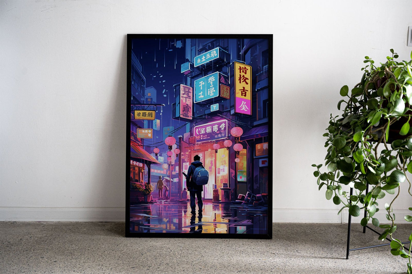 Rainy Night in Tokyo Alley Asian Style Poster |  Wall Art for Home & Office | High-Quality Print