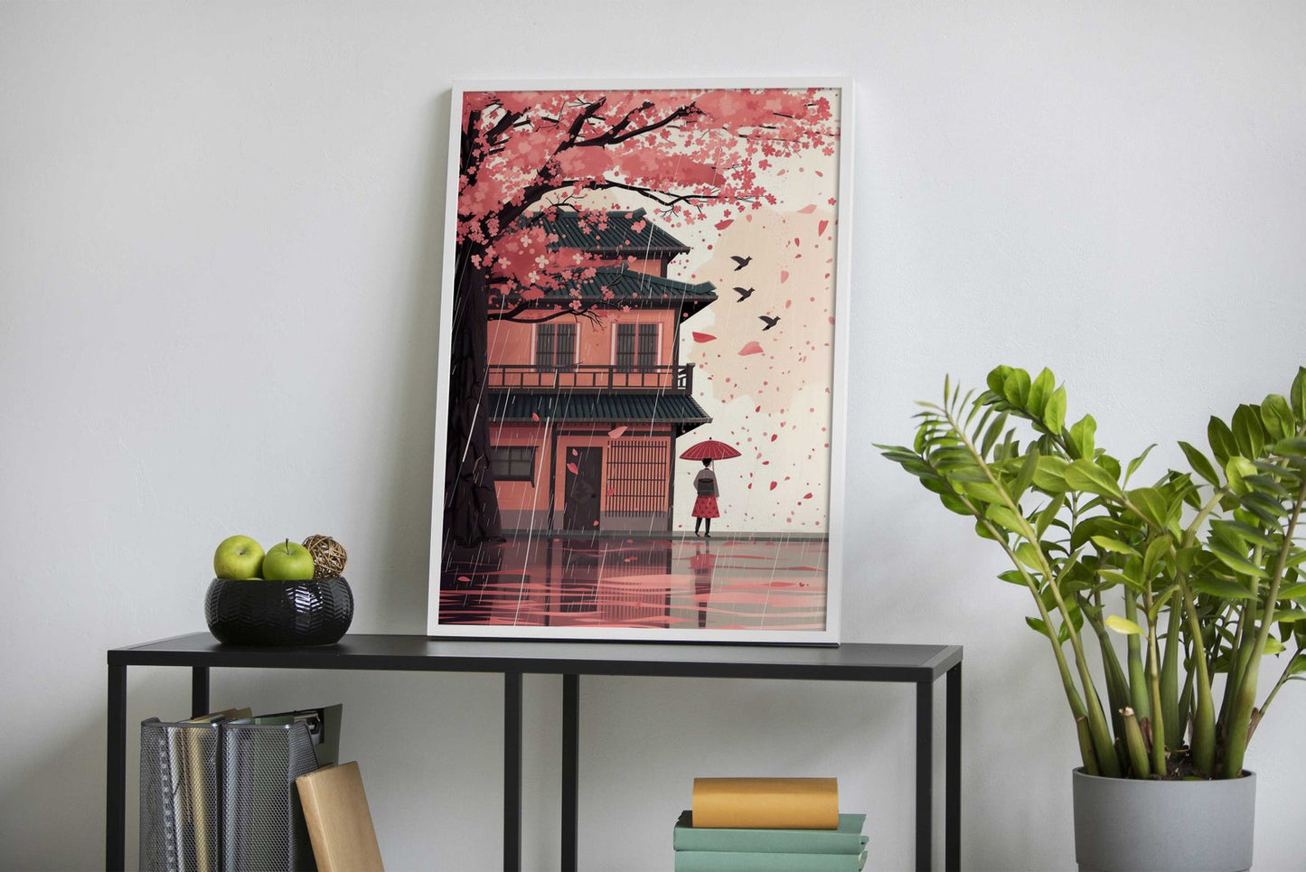 Rainy Sakura Walk Asian Style Poster | Wall Ar t for Home & Office | High-Quality Print