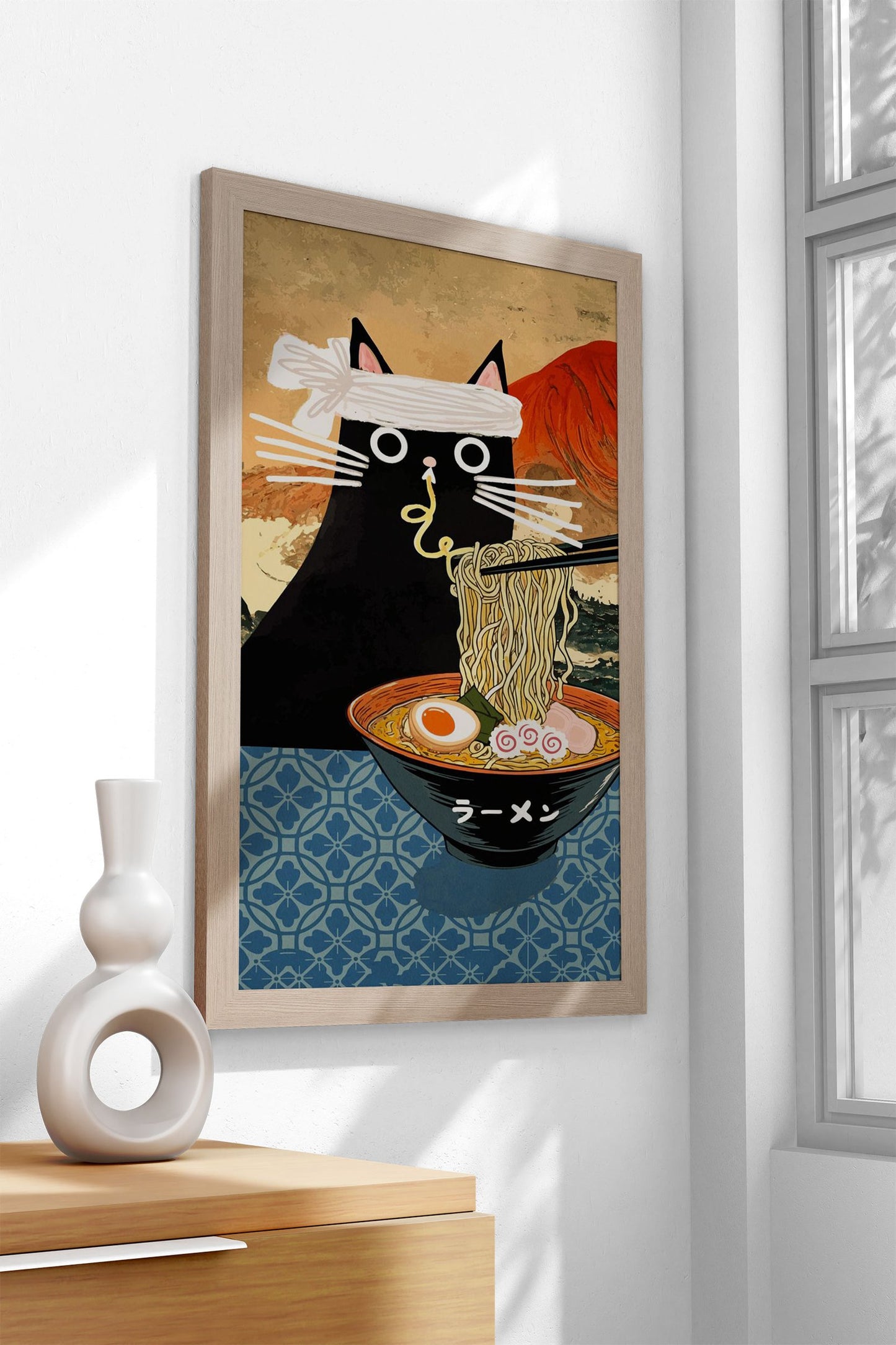 Ramen Cat Asian Style Poster | Wall Art for Ho me & Office | High-Quality Print