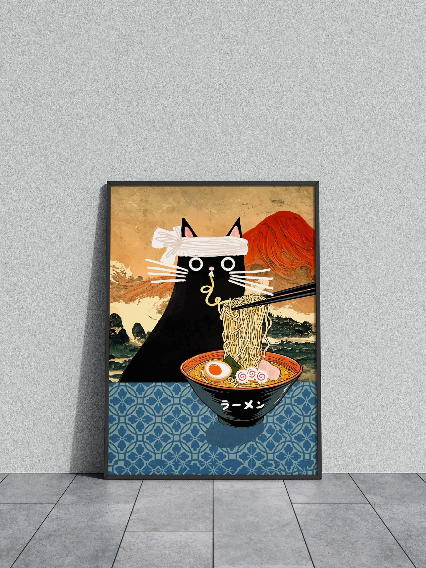 Ramen Cat Asian Style Poster | Wall Art for Ho me & Office | High-Quality Print