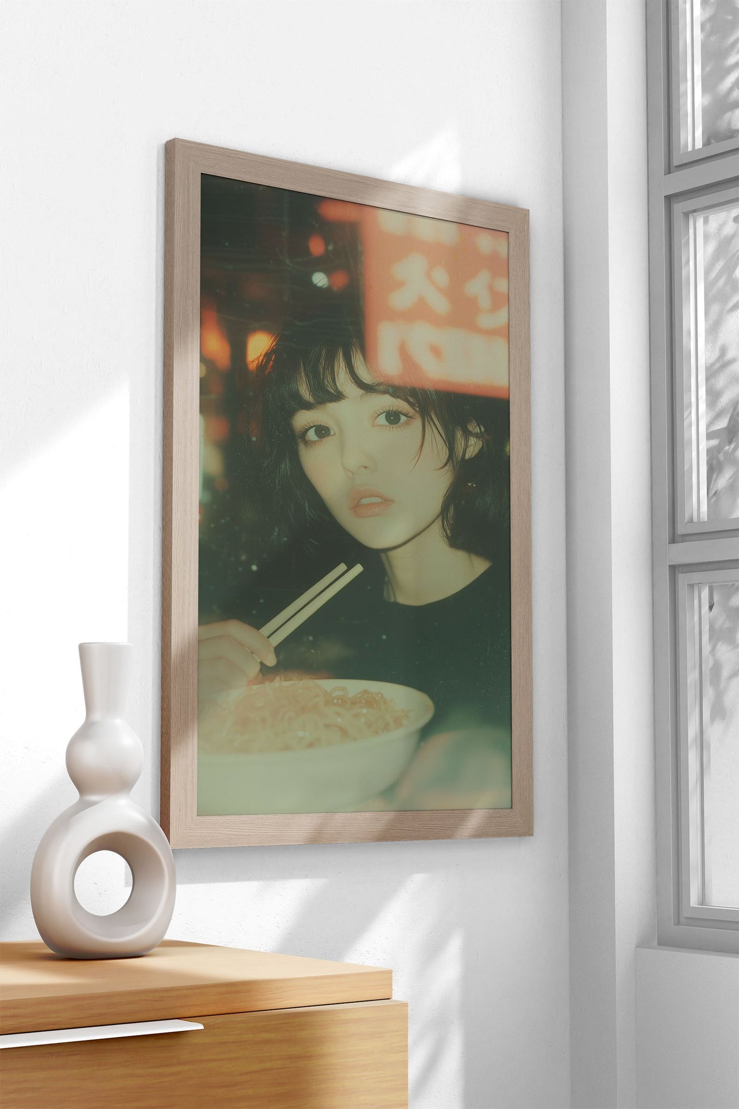 Ramen Girl Asian Style Poster | Playful Unframed Wall Art Print Featuring Noodles & Character | High-Quality Home Decor | Multiple Sizes Available