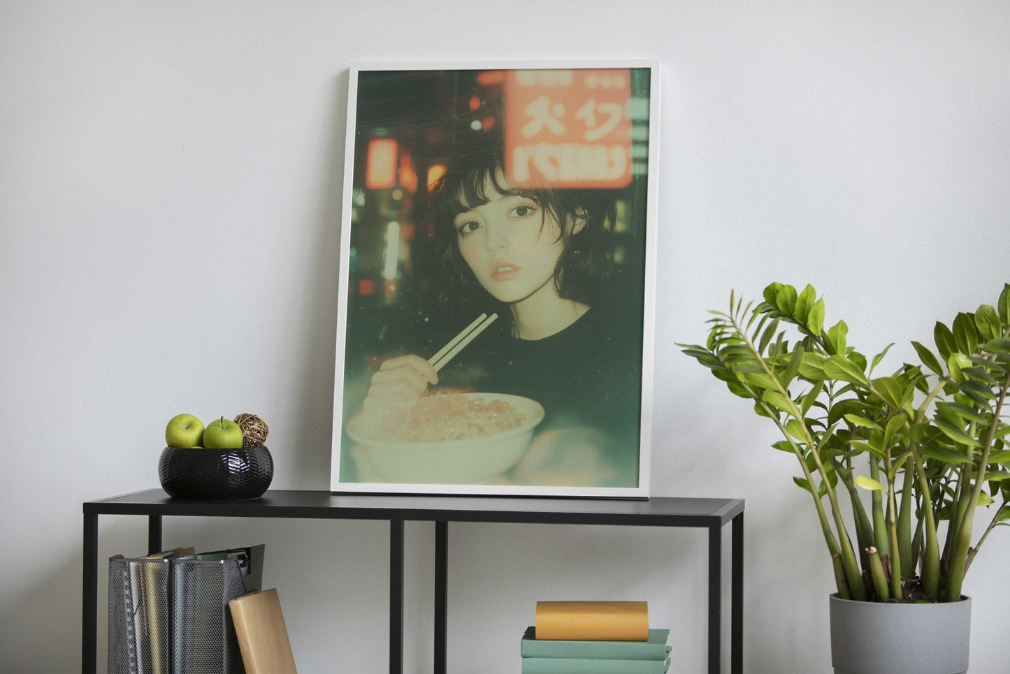 Ramen Girl Asian Style Poster | Playful Unframed Wall Art Print Featuring Noodles & Character | High-Quality Home Decor | Multiple Sizes Available