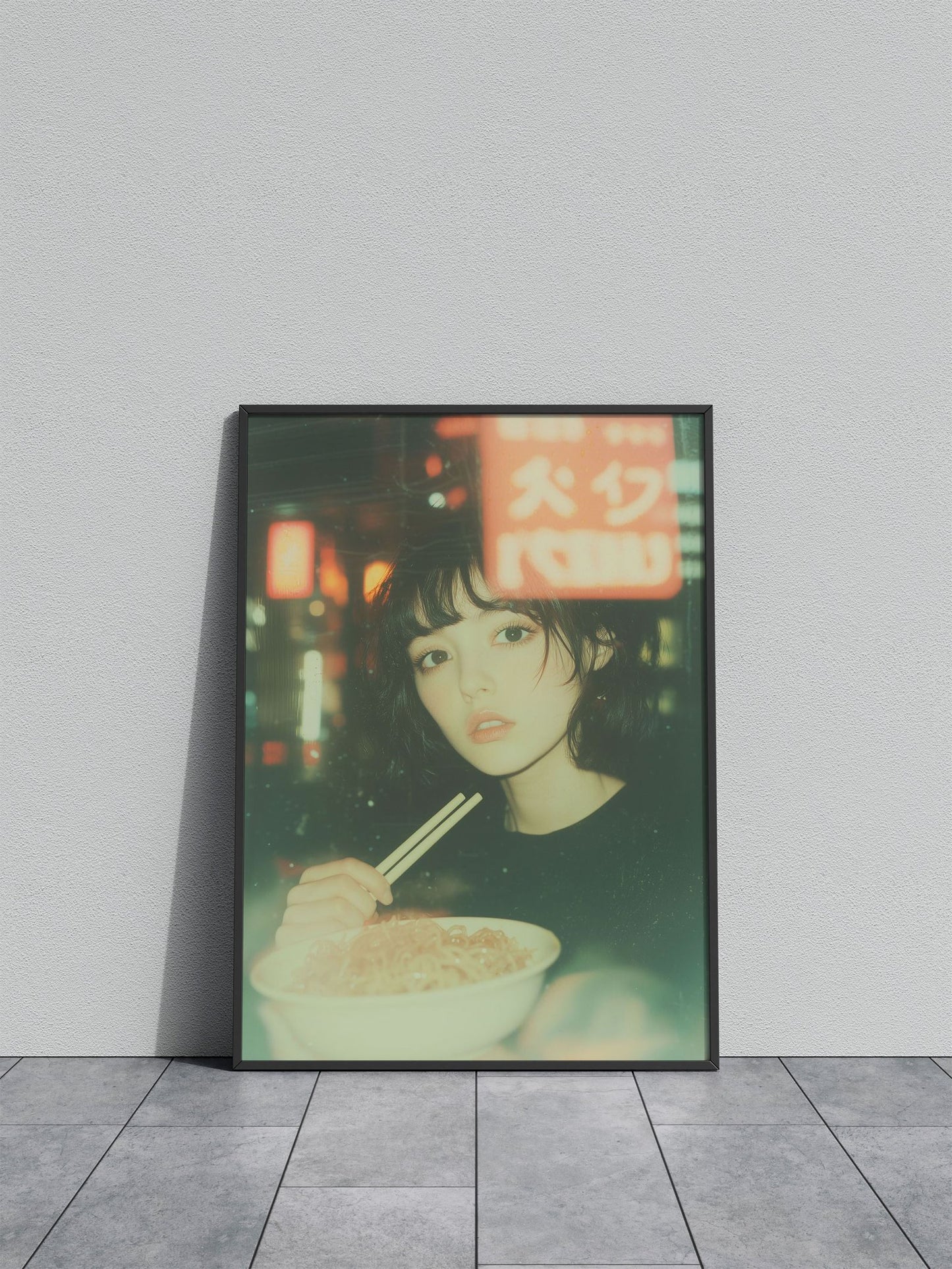 Ramen Girl Asian Style Poster | Playful Unframed Wall Art Print Featuring Noodles & Character | High-Quality Home Decor | Multiple Sizes Available